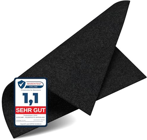 EVOCAMP Feuerfeste Unterlage 60x60 cm hitzebeständig bis zu 982 °C, Feuerfester Stoff ideal als Feuerschutzmatte oder als Grillunterlage, Hitzeschutzmatte Nicht brennbar, Brandschutz