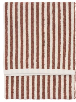 Yard Hebden Striped Cotton Terry Hand Towel (Pecan, 50 x 100 cm) | Soft 100% cotton terry, absorbent and gentle on skin, ideal for everyday hand drying in bathrooms and ensuites