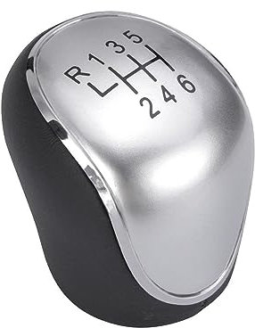 DEMULAX Schaltknauf, Lederkopfball OE 1798600, for Ford C-Max, for Focus Mk2 Mk3, for Grand C-Max, for Galaxy, for Kuga, for Transit Connect Custom S-Max Geschwindigkeitsschaltknauf(Silver 6 Speed)
