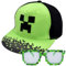 Miinnecraft Kinder Baseball Cap, 2PCS Baseballkappe und Sonnenbrille Sonnenschutz Cap Schirmmütze Baseballmütze Einstellbare Kappe Sonnenbrillen Cartoon Snapback Cap Set für Kinder Ab 2 Jahren