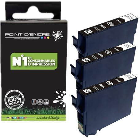 Point D'encre 29 / 29XL - Fraise - Cartouche d'encre 3 X Noir pour Epson Grande capacité de Marque Francaise