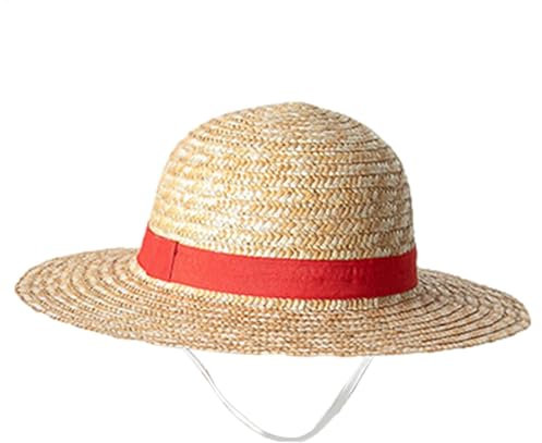 Generisch Ruffy Strohhut | Anime Cosplay Hat | Ruffy Stroh Cosplay Hat für Halloween, gelbes Cosplay -Strohhut mit Seil, Performance Requisiten Cartoon Sun Hat für Fans