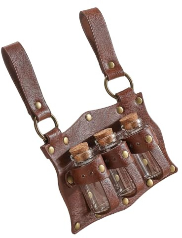 LUOFENG Mittelalter Trankhalter Kork Trank Flasche Cosplay Zubehör Historischer Gürtel für Renaissancen und Fantasy Rollenspiele