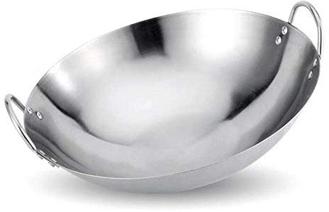 UQACHG Bratpfanne Antihaft-Bratpfannen Binauraler Wok Verdickter Gasherd Wok Mit Rundem Boden Handwok Geeignet Für Restaurants Bankette Bratpfanne,Without Cover-60CM