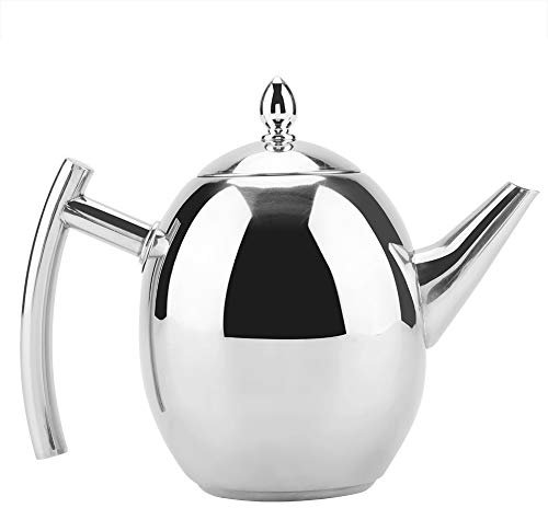 mumisuto Tea Pot with Filter, 1500ML Stainless Steel Metal Teapot, Polished Coffee Pot Kettle, Tea Pot Infusers for Loose Tea with Removable Mesh Strainer Suitable for Home, Office, Cafe