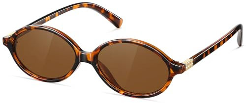 CHAOSELF Retro Ovale Sonnenbrille für Damen Trendige Leichte Schmale Schicke Cat-Eye 90er Kleine Vintage Brille UV400 Schutz