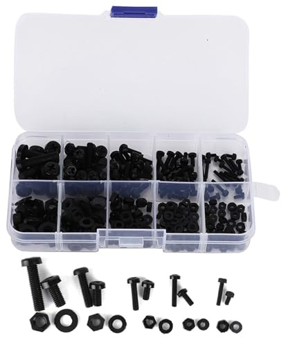 KooingTech 270 Stück Nylon Schraube Mutter Set, M2 M2,5 M3 M4 M5 Nylon Schraube Mutter Unterlegscheiben Sortiment Kit mit Schraubenaufbewahrungsbox