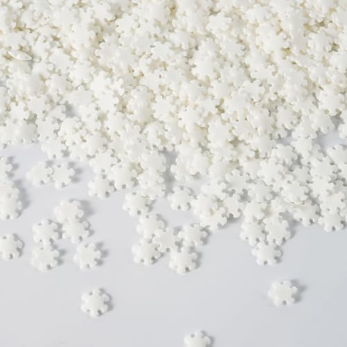 Weiße Schneeflocken Streusel, 200g Zuckerstreusel Winterliche für Tortendekoration - Backdekoration für Kuchen, Muffins, Plätzchen & Gebäck - Ideal für Weihnachtsgebäck