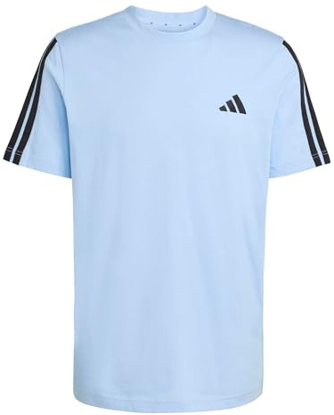 adidas Herren Men 3-Stripes Shirt, Glow Blue/Black, XL