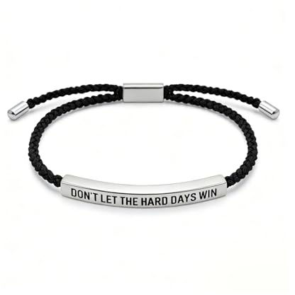 Armband geflochten, Don't Let the Hard Days Win Inspirierende Armbänder | Verstellbar, Silber, Handgefertigt Geflochtenes Armband für Damen und Herren