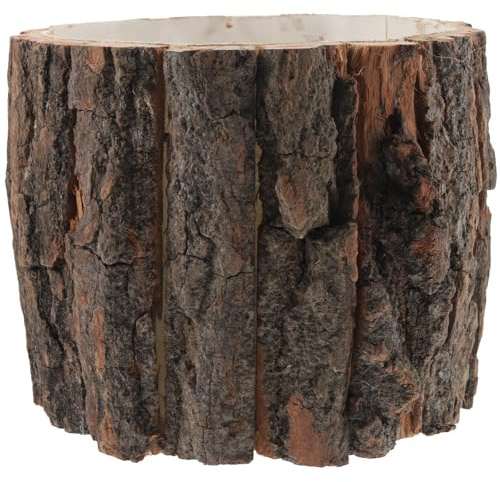 Happyyami Macetero Rústico de Madera Natural, Jardinera Redonda Marrón | Maceta Decorativa para Suculentas, Superficie de Veta , Centro de Mesa, Jardín y Comedor