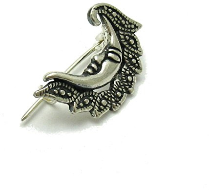 Sterling Silber Brosche Mond massiv 925 Empress