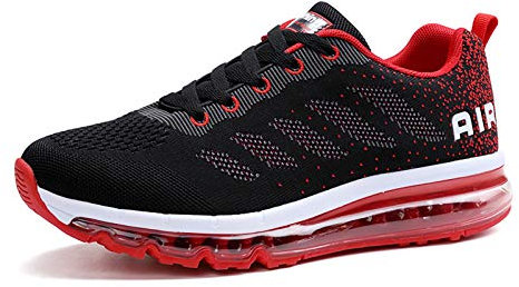 Air Zapatillas de Running para Hombre Mujer Zapatos para Correr y Asfalto Aire Libre y Deportes Calzado Blackred 41