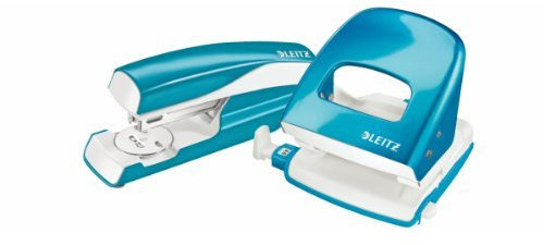 Esselte Leitz Locher NeXXt 5008 und Heftgerät NeXXt 5502 im Set (Set: Locher Heftgerät, blau metallic, 1)