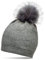 Caspar MU191 Damen Fein Strick Winter Mütze mit Fellbommel und dezentem Glitzer Strass, Farbe:grau, Größe:One Size