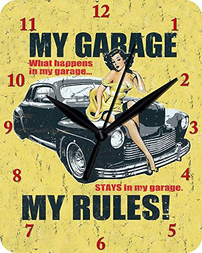 Wanduhr MY GARAGE MY RULES Uhr Clock WC 93