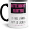 Tasse mit Spruch Bitte Nicht Flirten - zu faul ständig zu lächeln Lustig/Arbeit/Büro/Witzig/Geschenkidee für Kollegen/Innen & Henkel Schwarz