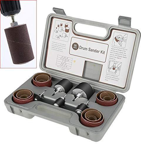 25Pcs Sanding Drum Kit for Drill Press 1/2, 3/4, 1, 1.5, 2 with 80/120 Grit