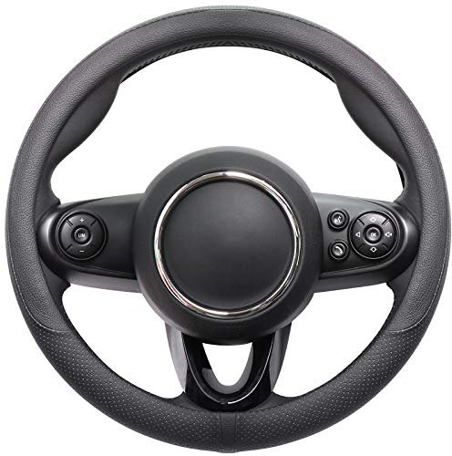 COFIT Lenkradbezug für Auto Universal LenkradhüLle Anti-Rutsch Lenkrad Bezug Leder SchutzhüLle S 35.5-36cm Schwarz