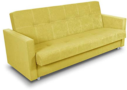 SuedineSchlafsofa Bettsofa Dave - Sofa mit Schlaffunktion und Bettkasten, Bett, Farbauswahl, Schlafcouch, Couch vom Hersteller, klick-Klack (Gelb (Suedine 78))