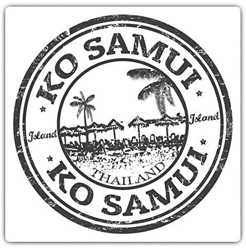 Quadratische Aufkleber, 10 cm, BW – Ko Samui Thailand, lustige Aufkleber für Laptops, Tablets, Gepäck, Scrapbooking, Kühlschränke, #39822