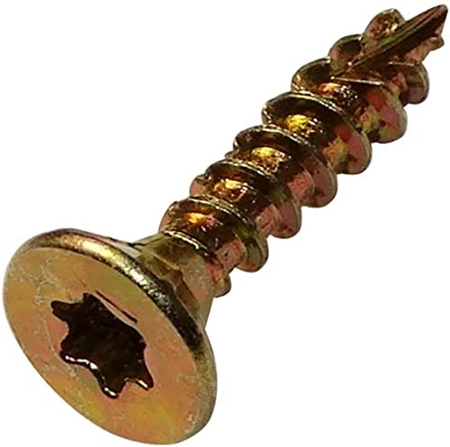 AERZETIX - C44459 - Lot de 100 - Vis à bois Ø4x20 mm tête fraisée à empreinte étoile T20 - en acier zingué jaune - assemblage filetage serrage fixation charpente contreplaqués agglomérés mélaminés