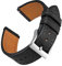 EACHE Uhrenarmband 20mm, Uhrenarmband Leder mit Schnellverschluss, Italien Pueblo Spezielles Mattiertes Leder Uhrband, Top Grain Uhrenarmbänder für Herren/Damen (Schwarz-Silber Schnalle)