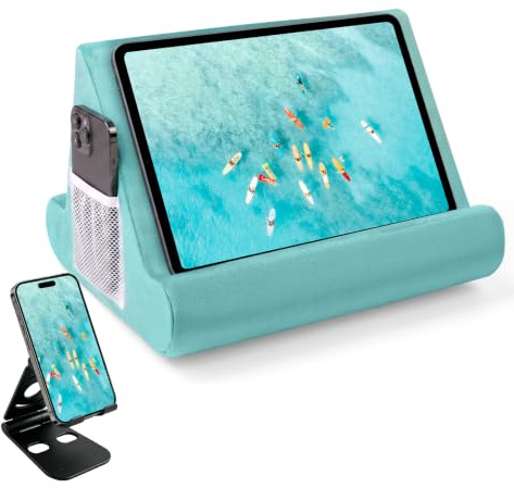 Sttargxing 2pcs Multi-Angle Tablet Holder Cushion Stand with Net Pocket & Black Color Phone Stands Upgraded Tablet Pad Support for Phone,Pad,Books (DarkBlue)