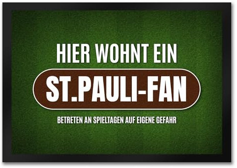 trendaffe - Hier wohnt EIN St.Pauli-Fan Fußmatte mit Rasen Motiv Fußball Sport Stadion Tor