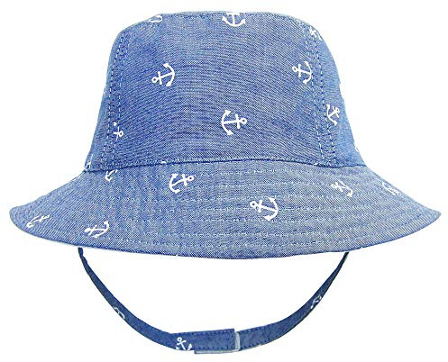 ANIMQUE Baby Kinder Fischerhut Baumwolle Sonnenhut Niedlich Ankermotiv Sommer Frühling Urlaub Hut Denimblau 4-7 Jahre, 54cm