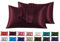Satin Kissenbezug 50 x 75 cm 2 Stück- 100% Satin, Superweicher Kopfkissenbezug, Kissenhülle Bordeaux