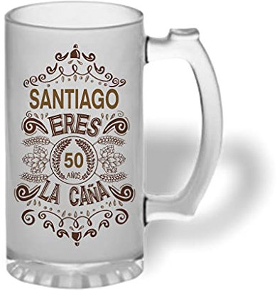 Bee Ingenious Jarra cerveza personalizada de cristal esmerilado. Jarra de cerveza original: Eres la caña, con nombre y edad personalizados