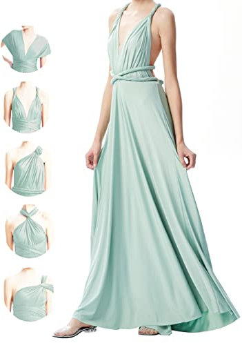 INFIWING Infinity Kleid mit Bandeau Brautjungfernkleider, Lang Übergröße Wickelkleid Damen, Multiway Kleid Hochzeitsgäste Trauzeugin Kleid Abendkleid(Einheitsgröße, Salbei)