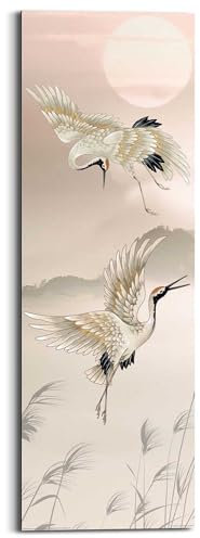 REINDERS Wandbild, Kraniche in Pastel, Wohnzimmer, Bilder, Wanddeko, Room Decor, MDF, Beige, 90x30cm
