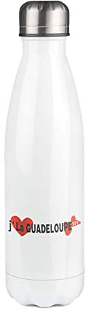 Bouteille Isotherme blanche au motif J'aime la Guadeloupe