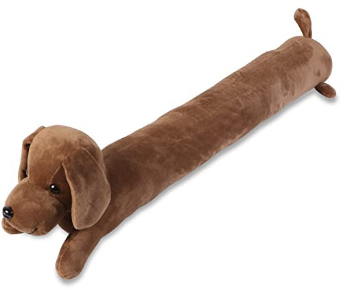 SANFERGE Zugluftstopper für Hunde unter der Tür, strapazierfähig, 1.4 kg, 86.4 cm, dekorativer Stoff, Tür-Zugluftstopper, Tierwetterabisolierung, Stopperschutz, Kaffee Shar Pei
