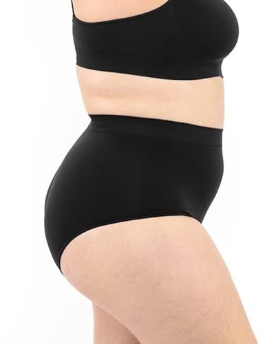 LEELA LAB Slip Donna Curvy a Vita Alta, Intimo Taglie Forti in Morbida Microfibra, Realizzati con Tecnologia Seamless Senza Cuciture - Made in Italy (Black, L/XL)