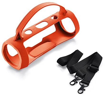 Yaowanguan Silicone Case for JBL Charge Essential 2 & Charge 4 Bluetooth Speaker, Portable Protective Carrying Cover Sleeve (Orange)