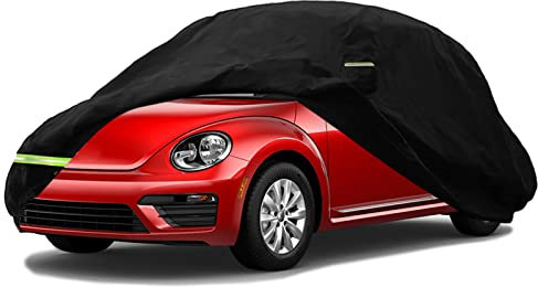 Vollgarage Autoabdeckung Kompatibel mit VW Beetle 1998-2022, Autoabdeckung für Drinnen und Draußen mit Reißverschlusstür und Winddichtem Riemen für Allwetter