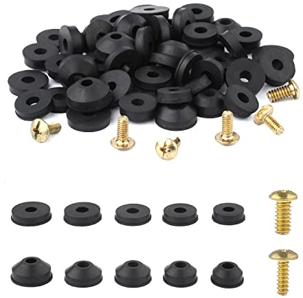 58 PCS Faucet Washers and Brass Bibb Screws Assortment, Flat and Beveled Washers Kit Plumbing Rubber Replacement for Bathroom Kitchen Sink Washer Replacements