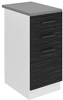 BELINI | Unterschrank Küche | Küchenunterschrank 40 cm Breite | Küchenschränke mit Arbeitsplatte | Küchenschrank mit Schubladen | Königliches Ebenholz