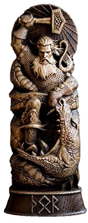 FIYSON Odin Figur, Dekofigur Nordic Gott, Wikinger Dekostatue, Skandinavischer Wodan Weinschrank (Thor)