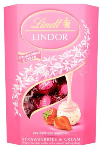 vapewaves Lindt LINDOR Fraises et truffes au chocolat à la crème Boîte 200 g