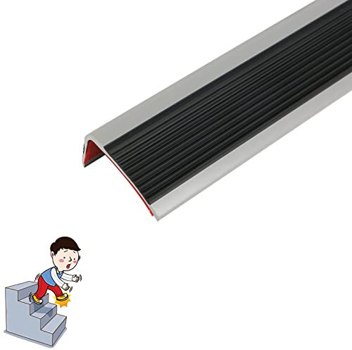 Treppenkantenprofil Selbstklebend 50x25mm, 100cm PVC Treppenkantenprofil, Selbstklebend Winkelprofil Anti-Rutsch Treppenkante (Black)