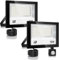 Focos Led Exterior 50W con Sensor Movimiento 2 Pcs, Iluminación de Exterior Seguridad,7000K Blanco Frío, Proyector LED Exterior,IP67 Impermeable 5000LM, para Patio, Garaje, Entrada, Fábrica,Campo