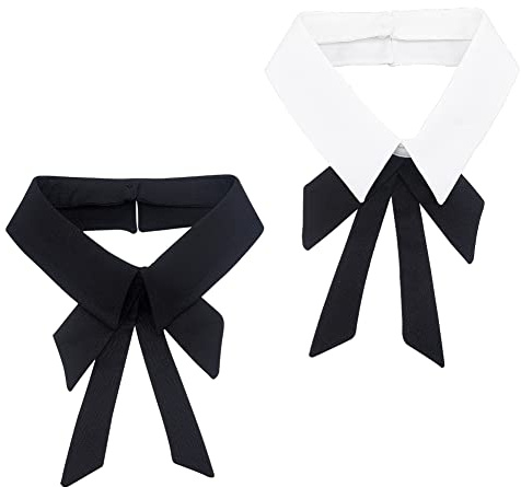 NBEADS 2 Stück Abnehmbare Reversbluse Mit Falschem Kragen, Standbluse Falsches Halsband Peter Pan Halskette Fliege Kragen mit schwarzer Schleife Für Damen Kleidung Bekleidungszubehör
