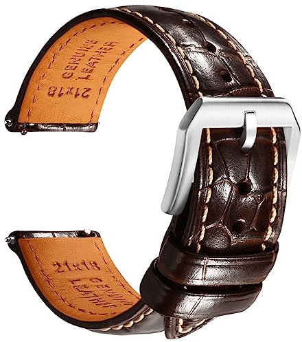 Luxus Handgemacht Krokodil Schnellverschluss Uhrenarmband Herren 19-22mm