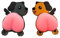 Dekohelden24 2 Aufkleber für Handy, Smartphoneaufkleber, als Hund mit rosa Silikon Popo, Handyhinterteil, Handy-Bumper, Größe: H/B ca. 7 x 4 cm