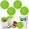 RUNEAY Lot de 4 couvercles en silicone pour gobelets à yaourt, 500 g, réutilisables, pour yaourt, verts