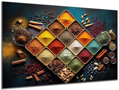 DARO Design - witziges Küchen-Bild auf 6mm HDF 70x50 cm Gewürze - Wand-Deko Bilder Lustiges Geschenk